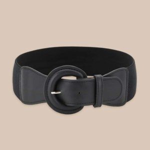 𝅺BLACK Wide Belt Black 208